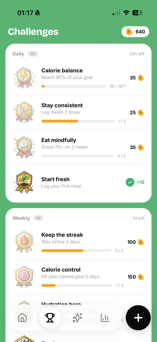 Join challenges to stay on track